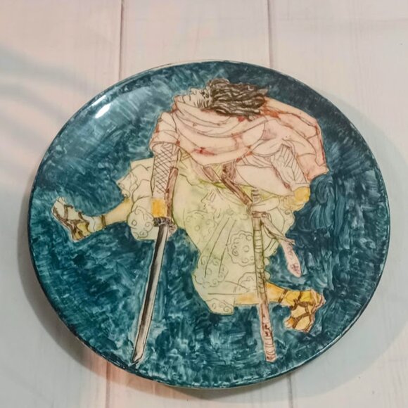 Young Samurai Hand Painted Plate - Vintage 1979 Signed- Artist L.P. Cole - Picture 1 of 15